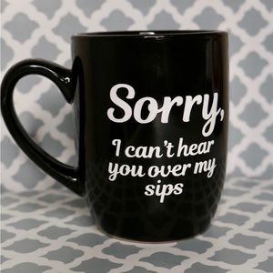 Custom black coffee mug with slogan